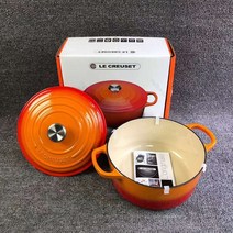 온유마켓 프랑스풍 냄비 24cm 법랑 국솥 유럽풍 깊은 솥 볶음탕 4.2L 주물 무쇠냄비, 오렌지