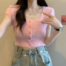 반팔앙고라 이너 스웨터 니트 모헤어 겨울 부클 니트티 퍼