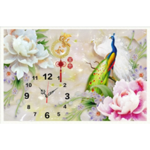 Qiqihar Qinyan 3D전체DIY 큐빅 보석 십자수세트 경치 풍경화 시계 꽃들 공작 취미생활 비즈십자수, 1세트, 70x45cm