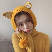 큐티 니트 귀도리옐로우 귀마개 귀덮개 니트귀마개