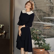 하이퀄리티 3월 4월 하객룩 원피스 아나운서 슬림 카라 백화점 패션 패션 77사이즈 여자 추천 여성 봄