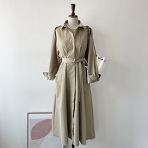 여성 A라인 벨트 트렌치 바바리 셔츠 롱 원피스 4컬러 정장
