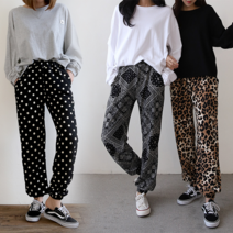 NewCare 여성 조거팬츠 페이즐리 호피 도트 카모 데일리 캐주얼 룩