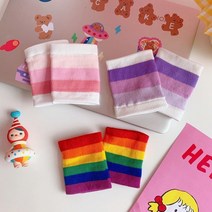 손목보호대 손목 일본스타일 소녀 셀럽 코디가잘되는 통기큐트 보라색 줄무늬 스커트운동 땀흡수 세트핸드 밴드