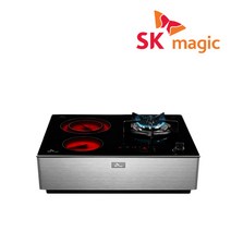 SK매직 3구 빌트인/스탠드(선택) 가스 하이브리드 전기렌지 하이라이트 레인지 GRABH300H, LNG, 스탠드식