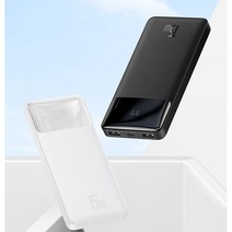베이스어스 대용량 휴대용 보조배터리 20W LED디지털 스크린 양방향 고속충전, 20000mAh, 블랙