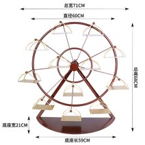 업소용 플레이팅접시 관람차 접시 전골 가게 호텔 레스토랑 뷔페 식기 트레이 플레이트 금속, 라지브라운+12골드트레이