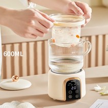 홍삼만들기 경옥고만들기 약탕기 600ml 전기 주전자 휴대용 스튜 컵 건강 보존 냄비 삶은 물 차 난방 사무, 07 D white with stew_02 UK