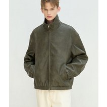 DRAW FIT 스모크 레더 하이넥 블루종 [SMOKE GREEN] SMOKE LEATHER HIGH NECK BLOUSON [SMOKE GREEN]