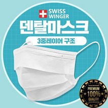 인증평가합격 고급 1회용 3중 덴탈마스크 대형 50매, 1box
