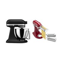 키친에이드 아티잔 미니 플러스 3.5쿼트 플렉스 엣지 Beater가 있는 틸트 헤드 스탠드, Black Matte, Stand Mixer + Pasta Attachment