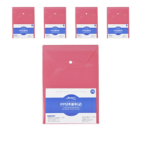 에코청운 PP 단추 서류봉투 군 분홍, A4, 10개