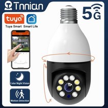 카메라 CCTV 홈캠 cctv 감시 무선 가정용 펫캠 Tnnian 3MP 5G WiFi 전구 360 회전 컬러 야간 투시경 보안 PTZ E27 인터페이스 Tuya, 3MP Add 64G Card