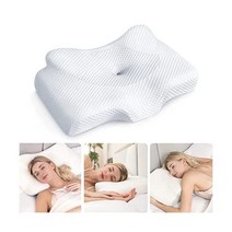 Osteo 목 완화를 위한 경추 베개 할로우 디자인 무취 메모리 폼 베개 쿨링 케이스 포함 수면을 조절 가능한 정형외과 침대 베개 옆으로 누워 자는 분들을 컨투어 서포트, Queen(25.5 16.5 5.2/4.1 inches