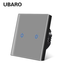 UBARO EUUK 표준 크리스탈 강화 유리 벽 패널 라이트 터치 스위치 Led 표시기 센서 전기 버튼 123Gang 220V, ZS-HB002X