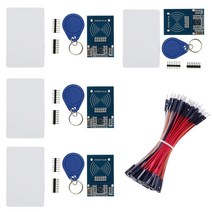 BAEASU 4팩 RFID 키트 - Mifare RC522 RF IC 카드 센서 모듈 + S50 빈 카드 + Arduino Raspberry Pi용 키 링(28개 fm Dupont