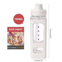고주파실링기 카와이 베어 파스텔 물병 3D 스티커 700ml 플라스틱 여행 차 주스 우유 휴대용 귀여운 셰이커 음료 병 선물, [01] 700ml, [04] white  3D sticker