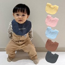 수피아코코 마카롱 6중 거즈면 아기 이름 자수 턱받이, 플라워, 자수O, 블루