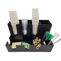 SKW 카페 오피스 탕비실 커피 티 용품 정리 종합 디스펜서 8구, 블랙, 1개