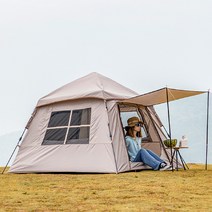 마운틴하이커 감성 원터치 그늘막 텐트 경량 오토 팝업 쉘터 장박, 오토팝업텐트(베이지)