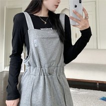 트웬티세터 하이 면 코튼 멜빵 뷔스티에 밴딩 스트링 원피스