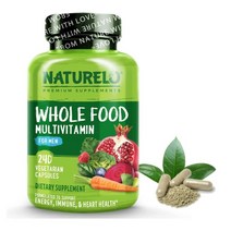 NATURELO Whole Food Multivitamin for Men 남성용 천연 비타민 240 Vegan캡슐, 2병