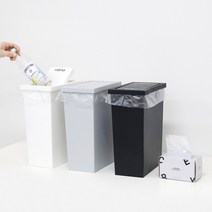 슬림 스윙 휴지통 20L+전용 비닐봉투20L 50매, 블랙