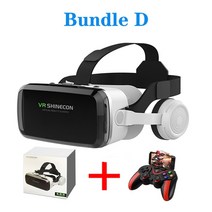 게임 가상현실 VR VR Shinecon G04BS 새로운 무선 블루투스 VR 헤드셋 버전 가상 현실 안경 스마트 폰용 3D, 04 Bundle D