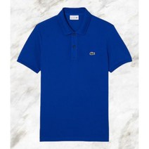 라코스테 LACOSTE 남성 슬림핏 카라 반팔티셔츠_블루 323468