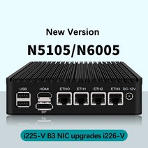 4xIntel i226 2.5G LAN TPM2.0 펜티엄 N6005 셀러론 N5105 소프트 라우터 서버 pfSense 방화벽 3x4K UHD 2 x M.2 NVME 미니 PC, [01] Celeron N5105, [01] NO RAM NO SSD
