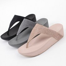 프리티슈 국내제작 글리터 펄반짝이 키높이 쿠션 통굽 쪼리 슬리퍼 (4.5cm)