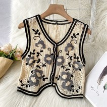 성인수면조끼 요양원 할머니조끼 김장 중공 자수 니트 양복