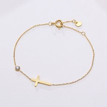 Delicate Sideways Cross Charm Bracelets for Women Anti Allergy Stainless Steel Thi [C00073492]