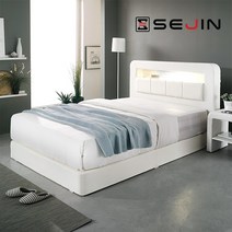 세진침대 호텔식 크리스 LED 통판형 본넬 투매트리스 침대 SS Q, 세진 크리스 LED 투매트리스침대-프레임만(아이보리)