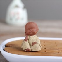 부처님상 부처님 불상 미니불상 세라믹 작은 불 장식품 스님 입 홈 공예 장식 즙이 많은 꽃 냄비 스님 조각 다도 14, b4