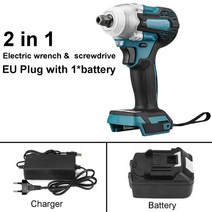 임팩트렌치 충전임팩 전동 무선 소형 가정용 388VF 588N.m 무 브러시 무선 전기 충격 렌치 (리튬 배터리 전, CHINA, EU 1 Battery