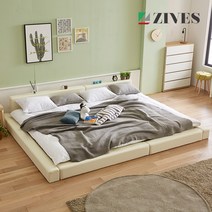 지베스 위드유 오픈 패밀리침대(Q+Q)_매트별도, 크림