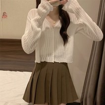화이트 아이스 니트 가디건 여 여름 얇은 숏 숄 아우터 블라우스 자외선 차단 나시탑