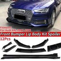앞 범퍼 립 스포일러 사이드 스플리터 디플렉터 바디 키트 가드 자동차 액세서리 아우디 A4 B7 B8.5 S4 RS4 에 적합 12 개, [01] Matte Black