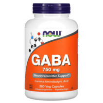 나우 푸드 GABA 하이프로멜로오스 이산화규소 스테아르산 미결정 셀룰로오스.750mg 베지 캡슐 200정, 750 mg, 200 개
