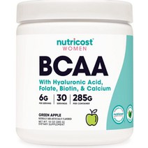뉴트리코스트 여성용 BCAA 히알루론산 엽산 비오틴 & 칼슘 그린애플맛 30회분 285g