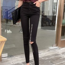가바바 여성 청바지 유니크 지퍼 포인트 라인이 살이있는 데일리 여름 데님 바지 G37953