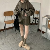 빈티지 오버사이즈 긴 소매 후드 탑 여성용