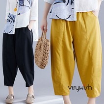베리위시 크램프 밴딩 배기바지 여성 편한바지 여성 배기팬츠 밴딩바지 9부바지