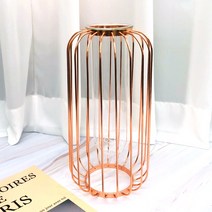 골든고고 라운드 철재 와이어 유리화병, 로즈골드