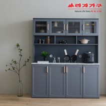 라자가구 위드 고메 1600 주방수납장 세트 홈카페형 nk008, 그레이+대리석