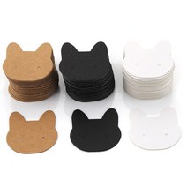 종이 귀걸이택 귀여운 고양이 얼굴 모양 화이트