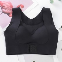 어깨교정밴드 굽은등교정기 굽은어깨교정기 목스트레칭기구 여성 브래지어 자세 기 bralette 프론트 클로저 브래지어 피트니스 조끼 브래지어 여성 브래지어 속옷 크로스 백 탱크, 검은색, 3xl