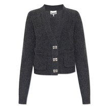 [가니] 23FW 여성 알파카 울 블렌드 V넥 가디건 그레이 K1923 490 STK