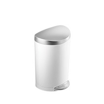 SIMPLEHUMAN 쓰레기통 프로필 스텝 심플휴먼 스테인레스 라운드 화이트 10L, 단일 옵션